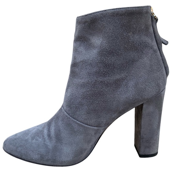 J Crew Adele Grey Italian Suede Leather Heeled Back Zipper Ankle Boots S… - Picture 1 of 7
